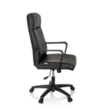 Poltrona professionale LISSO nera con braccioli e base a cinque ruote di hjh OFFICE – vista a 360° (profilo laterale 80°)