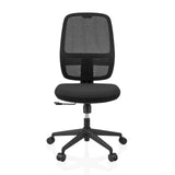 Sedia da ufficio professionale Minoro B nera con schienale in rete e base a cinque ruote di hjh OFFICE – vista a 360° (vista frontale 0°)