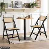 Due sedie pieghevoli TUDELA BAMBOO in nero e marrone con paglia di Vienna di hjh LIVING (immagine generata dall’IA)