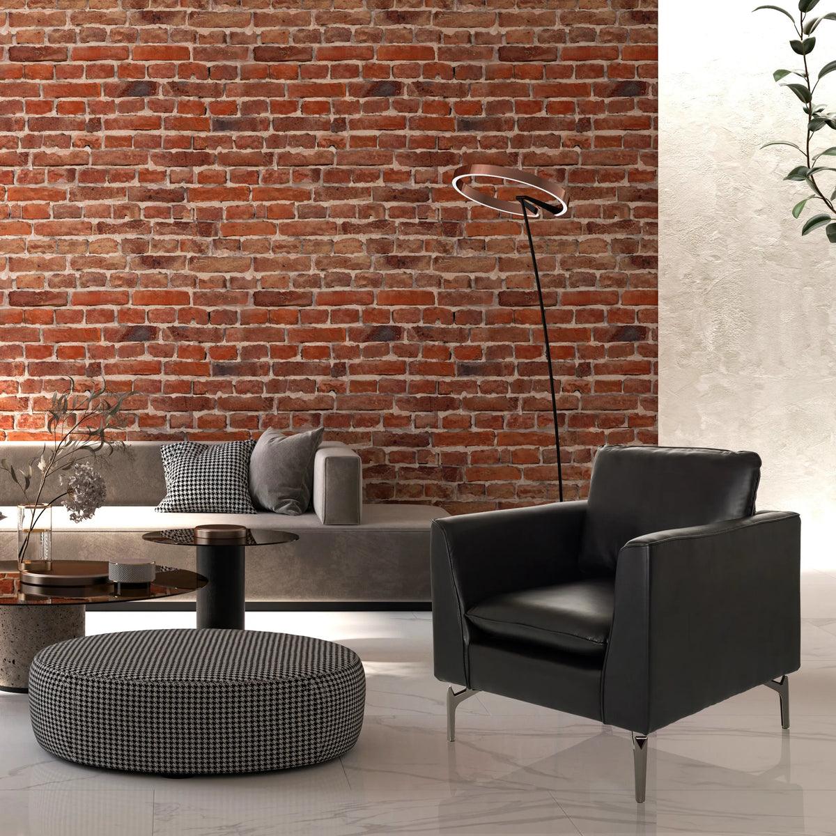 Poltrona Lounge BAVERO nera in ecopelle con sottili gambe in metallo di hjh OFFICE