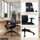 Sedia da ufficio professionale Verviq in nero con braccioli regolabili e base a stella di hjh OFFICE (immagine generata dall’IA)