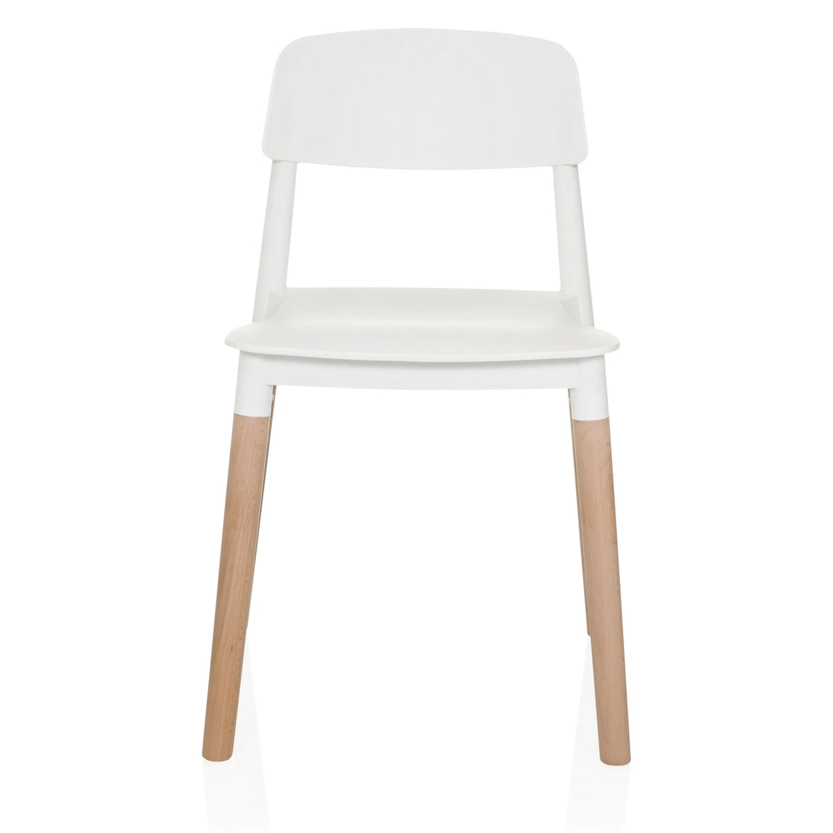 Sedia a quattro gambe SCANDI E bianca con gambe in legno di hjh LIVING – vista a 360° (vista frontale 0°)