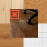 Kratzer auf einem Holzboden durch Rollen eines Bürostuhls ohne Bodenschutzmatte ULTIMAT II von Floortex