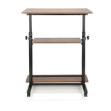 Scrivania in piedi WORKSTATION II color noce nero con due ripiani e ruote di hjh OFFICE – vista a 360° (vista frontale 0°)