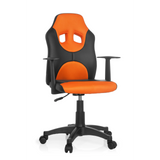 Sedia girevole per bambini KID GAME AL nero-arancione con schienale in rete e base a cinque ruote di hjh OFFICE – vista a 360° (vista frontale 20°)