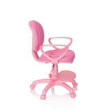 Sedia girevole per bambini KID COLOUR rosa con braccioli e base a cinque ruote di hjh OFFICE – vista a 360° (profilo laterale 80°)