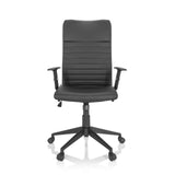 Sedia Home Office ARTON 30 nera con imbottitura trapuntata e base a cinque ruote di hjh OFFICE – vista a 360° (vista frontale 0°)