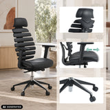 Sedia da ufficio professionale ERGO LINE II PRO nera in pelle con braccioli regolabili di hjh OFFICE (immagine generata dall’IA)