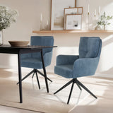 Due sedie imbottite TARUGO blu con rivestimento in velluto a coste e base a stella nera di hjh LIVING