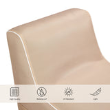 Dettaglio del materiale beige del Divano Gonfiabile Sitzolo Air con simboli di resistenza all'acqua e ai raggi UV di hjh LIVING