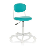 Sedia girevole per bambini KIDDY BASE I turchese con base bianca e cinque ruote di hjh OFFICE – vista a 360° (vista frontale a tre quarti 30°)