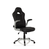 Sedia da gaming nera GAME SPORT con poggiatesta, braccioli e base argentata a cinque ruote di hjh OFFICE – vista a 360° (vista frontale 20°)
