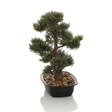 Piante artificiali verde BONSAI a forma di bonsai in un vaso nero con ghiaia di hjh OFFICE – vista a 360° (vista frontale 0°)