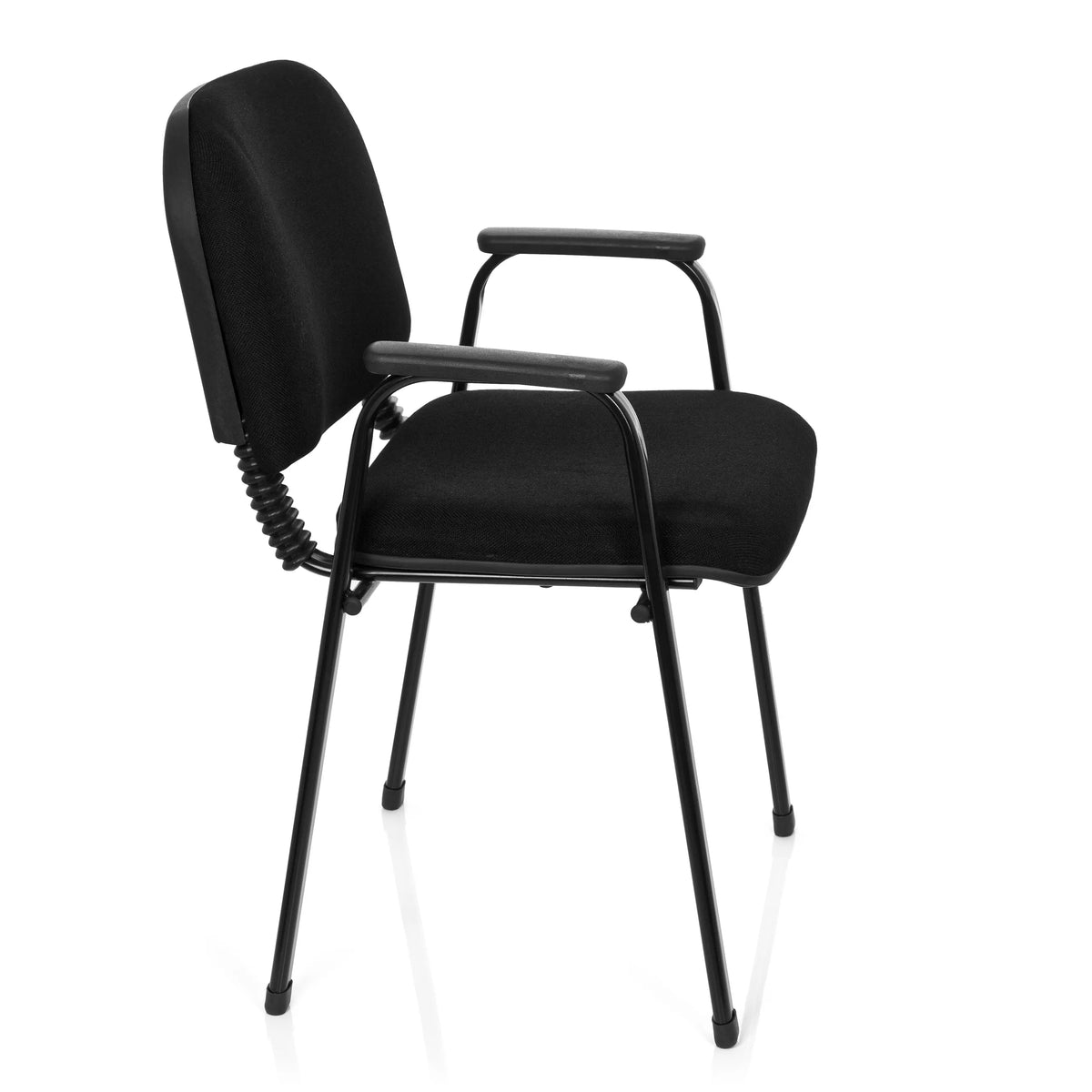 Sedia a quattro gambe XT 650 nera con braccioli e seduta imbottita di hjh OFFICE – vista a 360° (profilo laterale 80°)