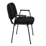 Sedia a quattro gambe XT 650 nera con braccioli e seduta imbottita di hjh OFFICE – vista a 360° (profilo laterale 80°)