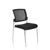Sedia a quattro gambe K9 V nera con schienale in rete e struttura in metallo di hjh OFFICE – vista a 360° (vista frontale a tre quarti 40°)