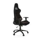 Sedia da gaming nera GAME FORCE con poggiatesta, braccioli e base a cinque ruote di hjh OFFICE – vista a 360° (vista frontale a tre quarti 60°)