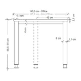 Disegno tecnico della scrivania HILO 19 S della serie HILO con una larghezza di 80,0 cm di hjh OFFICE PRO
