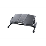 Poggiapiedi nero PODI II con superfici rigate e struttura in metallo di hjh OFFICE – vista a 360° (vista frontale a tre quarti 30°)