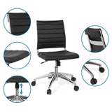 Sedia da ufficio professionale TRISHA nera con trapuntatura, pistone a gas e base a stella con ruote di hjh OFFICE