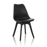 Sedia a conchiglia SCANDI P nera con quattro gambe di hjh OFFICE – vista a 360° (vista frontale a tre quarti 30°)