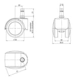 Technische Zeichnung der Stuhlrolle 5x ROLO EASY 10mm/50mm mit einem Durchmesser von 50 mm von hjh OFFICE