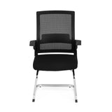 Sedia a sbalzo INVENTOR V nera con schienale in rete, braccioli e base a slitta di hjh OFFICE – vista a 360° (vista frontale 0°)