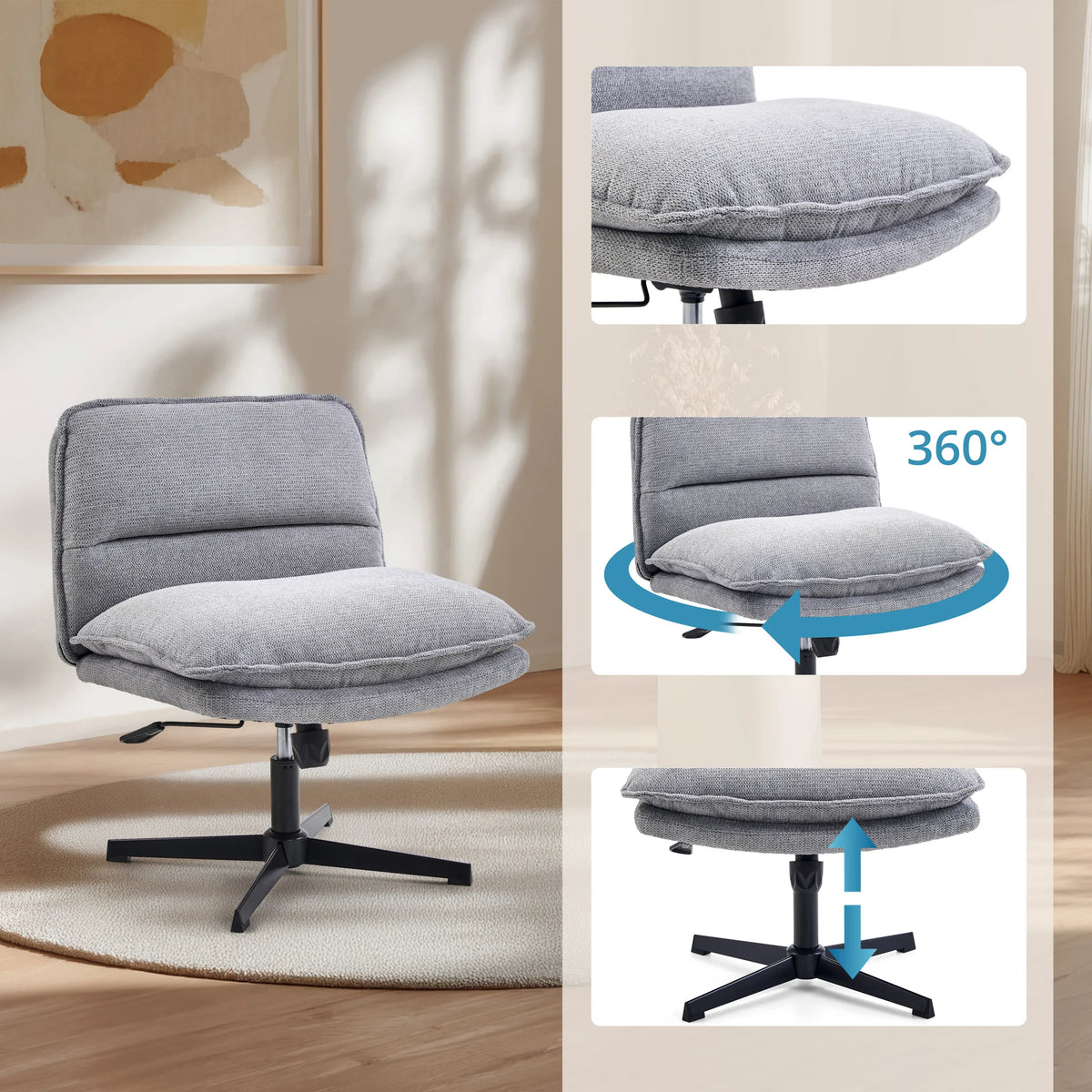 Poltrona Lounge Criss-Cross 20 regolabile in altezza e girevole a 360 gradi in grigio scuro di hjh LIVING