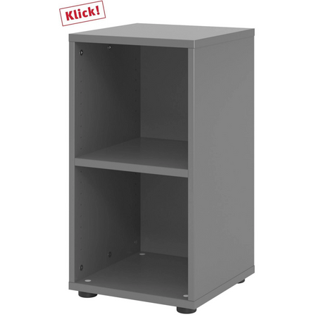 Graphitfarbenes Regal BETA 9 mit zwei offenen Regalfächern von hjh OFFICE PRO