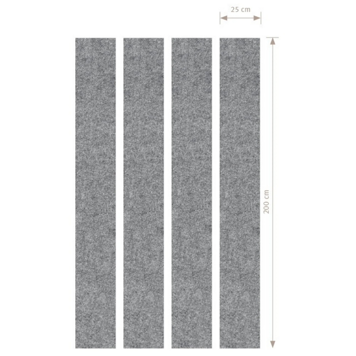 Quattro elementi a parete acustici AWP in grigio mélange nel formato 200 x 25 cm come Accessori di hjh OFFICE PRO