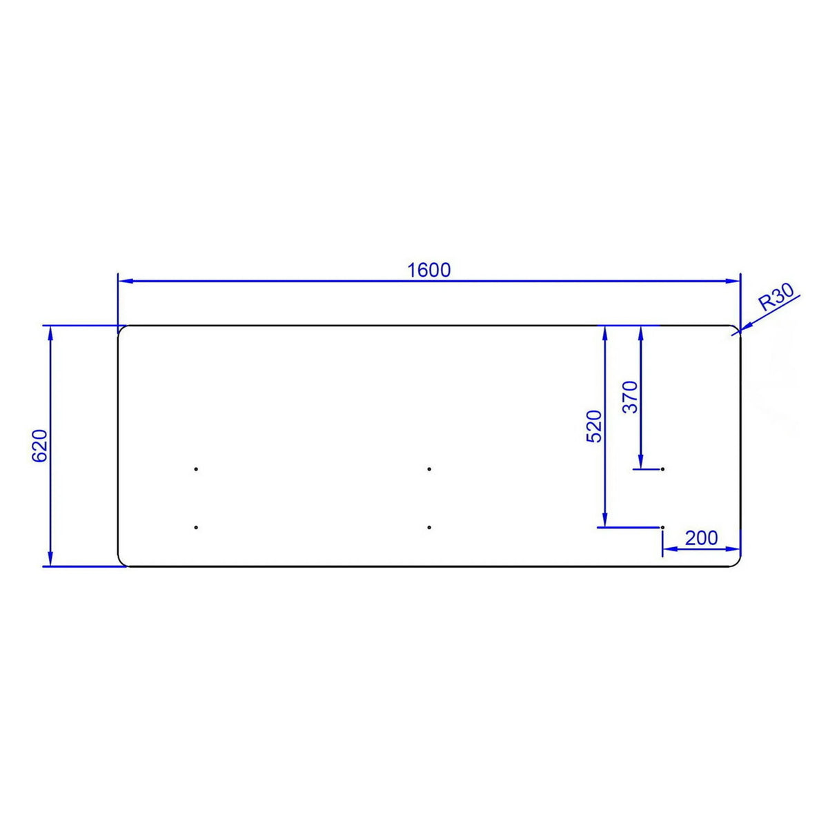 Disegno tecnico del Divisorio per scrivania FLEXMIUT D 160 con 160 x 62 cm di hjh OFFICE