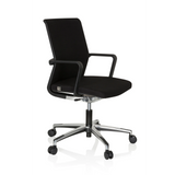 Sedia da ufficio professionale MOVE-TEC 3D nera con braccioli e base a cinque ruote di hjh OFFICE – vista a 360° (vista frontale a tre quarti 60°)