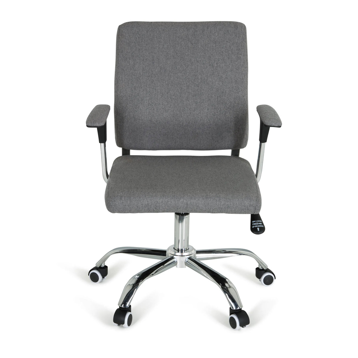 Poltrona Home Office CHARLES I grigio scuro con braccioli e base a cinque ruote di hjh OFFICE – vista a 360° (vista frontale 0°)