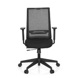 Sedia da ufficio professionale CONISTON nera con schienale in rete e base a cinque ruote di hjh OFFICE – vista a 360° (vista frontale 0°)