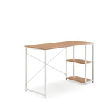 Scrivania Easy Up2 in bianco e rovere con scaffale integrato e rinforzo a X di hjh LIVING – vista a 360° (vista frontale a tre quarti 45°)