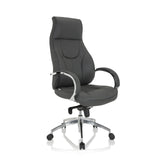 Poltrona professionale ELEGANCE I grigia con braccioli e base lucida a cinque ruote di hjh OFFICE – vista a 360° (vista frontale a tre quarti 40°)