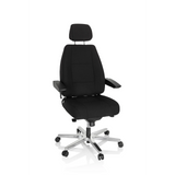 Sedia girevole XXL 24 HOURS I nera con poggiatesta e base a cinque ruote di hjh OFFICE – vista a 360° (vista frontale 20°)