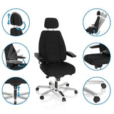 Sedia girevole XXL 24 HOURS I in nero con diverse possibilità di regolazione di hjh OFFICE
