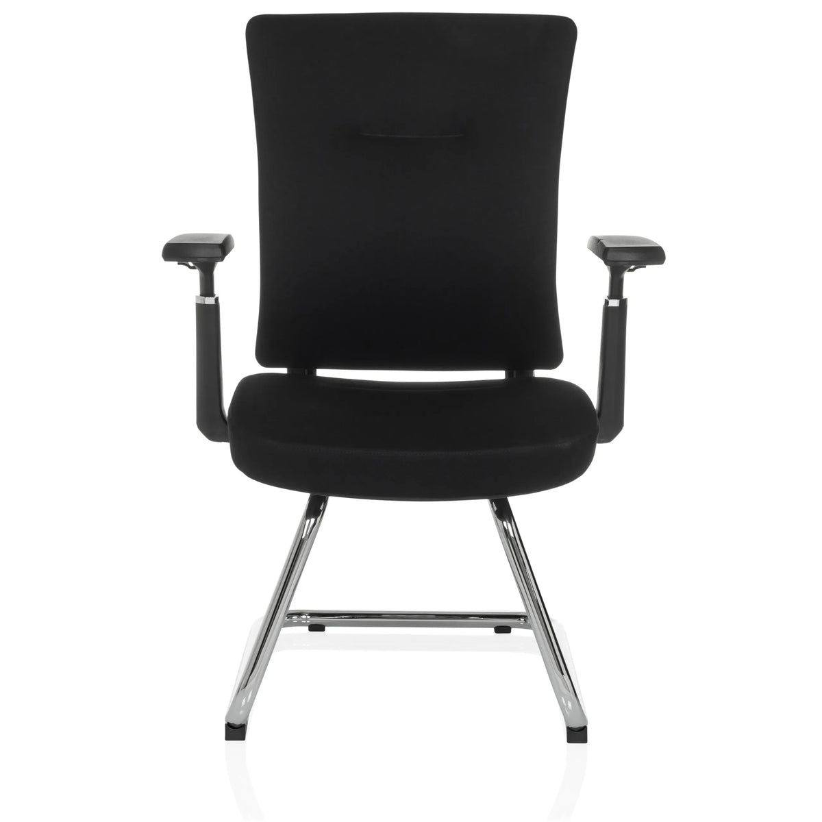 Sedia a sbalzo CAPTIVO PRO V nera con braccioli e rivestimento in tessuto di hjh OFFICE – vista a 360° (vista frontale 0°)