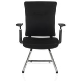 Sedia a sbalzo CAPTIVO PRO V nera con braccioli e rivestimento in tessuto di hjh OFFICE – vista a 360° (vista frontale 0°)