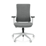 Sedia da ufficio professionale COMFIO WP grigia con braccioli e base bianca a cinque ruote di hjh OFFICE – vista a 360° (vista frontale 0°)