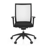 Sedia da ufficio professionale ASPEN nera con schienale in rete e base a cinque ruote di hjh OFFICE – vista a 360° (vista frontale 0°)
