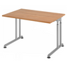 Höhenverstellbarer Schreibtisch ZENO 12 S in Nussbaum-Optik mit silbernen Beinen von hjh OFFICE PRO