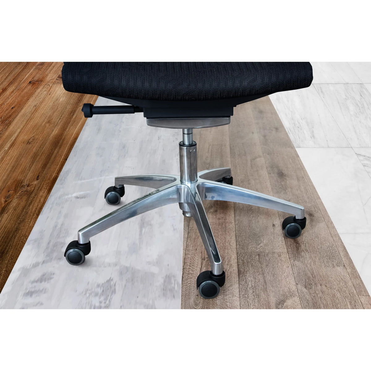 Base a cinque razze con rotelle per sedia nere 5x ROLO No-Noise 11mm/50mm per pavimenti duri di hjh OFFICE
