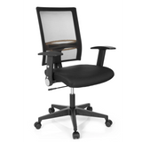 Schwarzer Homeoffice-Bürostuhl OFFICE R8 mit Netzrücken und Fußkreuz mit fünf Rollen von hjh OFFICE – 360-Grad-Ansicht (schräge Frontansicht 40°)