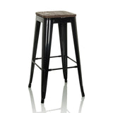 Sgabello da bar VANTAGGIO HIGH WS nero con seduta in effetto legno e poggiapiedi di hjh OFFICE – vista a 360° (vista frontale 15°)
