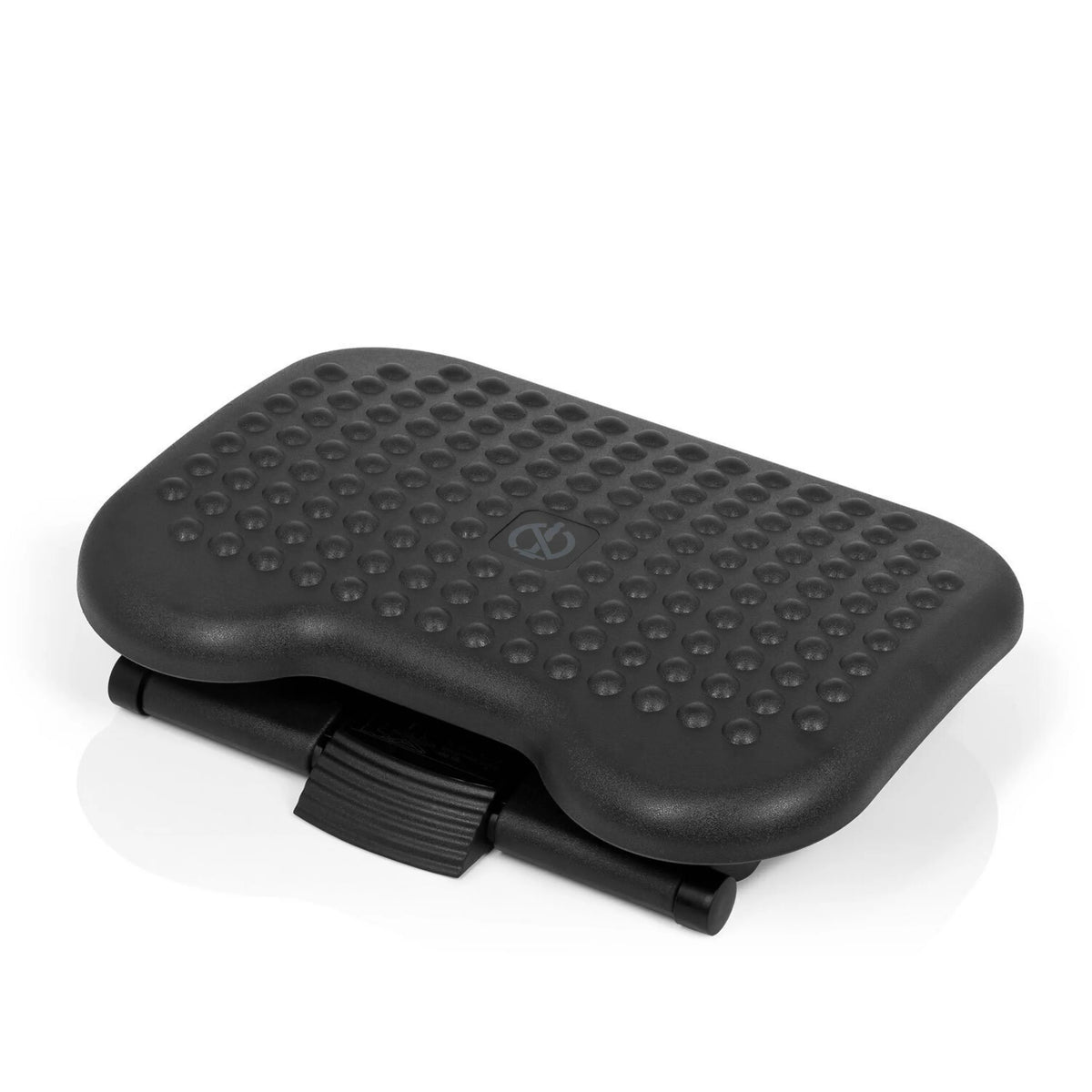 Poggiapiedi PIEDINO DOT color antracite con struttura a rilievo e inclinazione regolabile di hjh OFFICE – vista a 360° (vista frontale a tre quarti 47°)