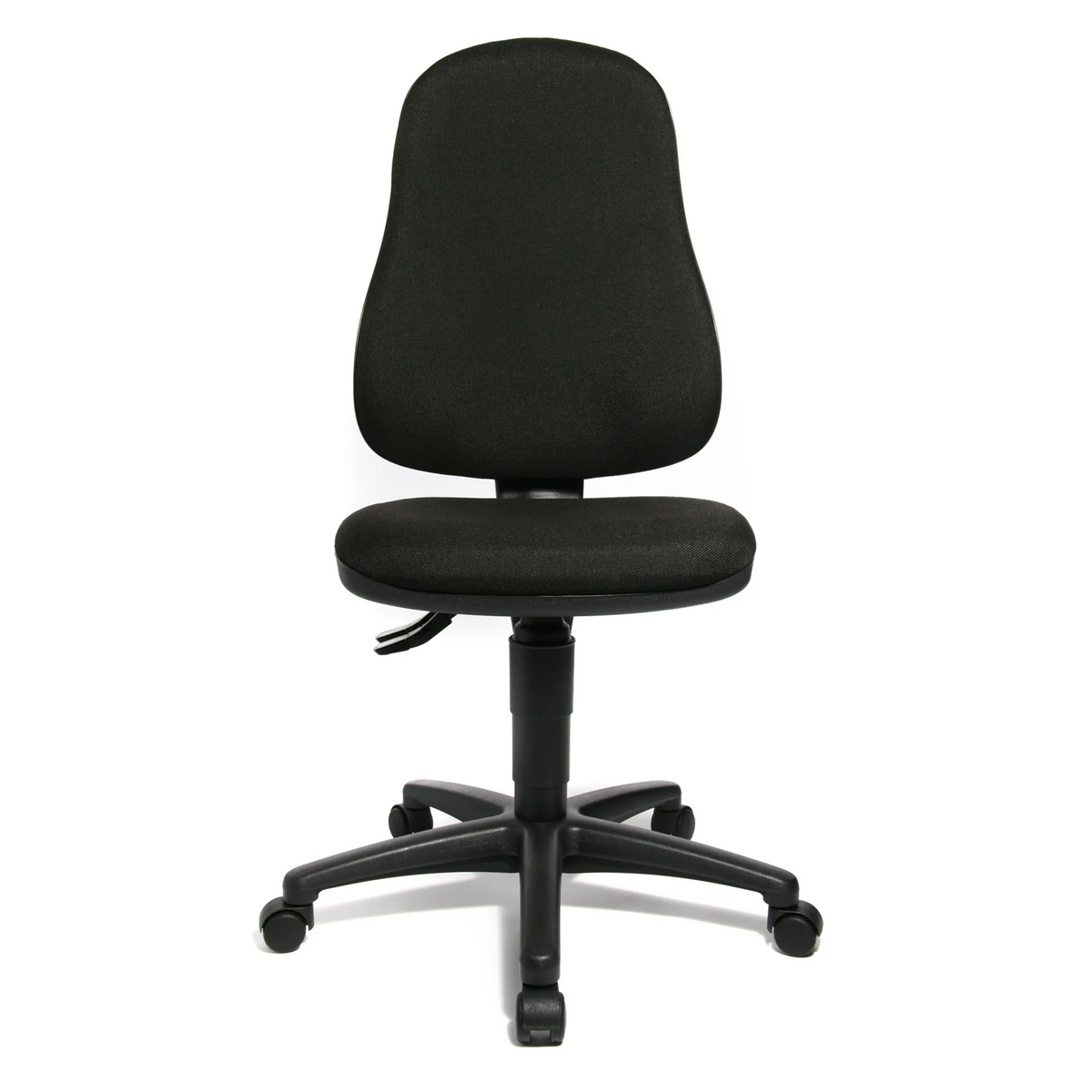 Sedia Home Office POINT 60 nera con rivestimento in tessuto e cinque rotelle di Topstar