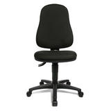 Sedia Home Office POINT 60 nera con rivestimento in tessuto e cinque rotelle di Topstar