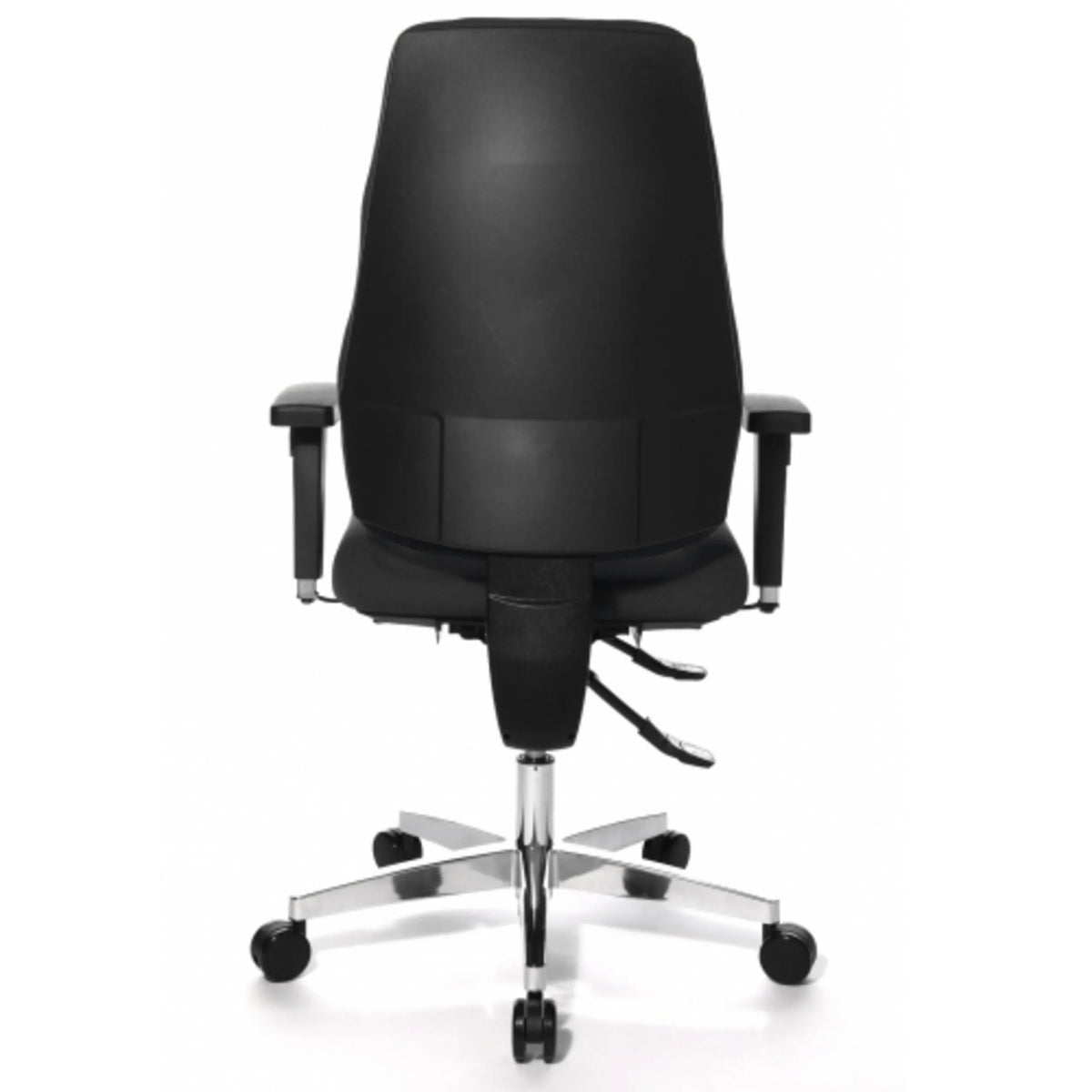 Vista posteriore della Sedia da ufficio professionale P91 AL.G3 in nero con base a stella lucidata di Topstar